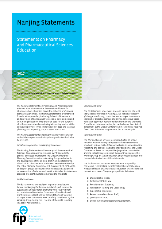 Nanjing Statements   Statements on Pharmacy and Pharmaceutical Sciences Education (2017) Thumbnail