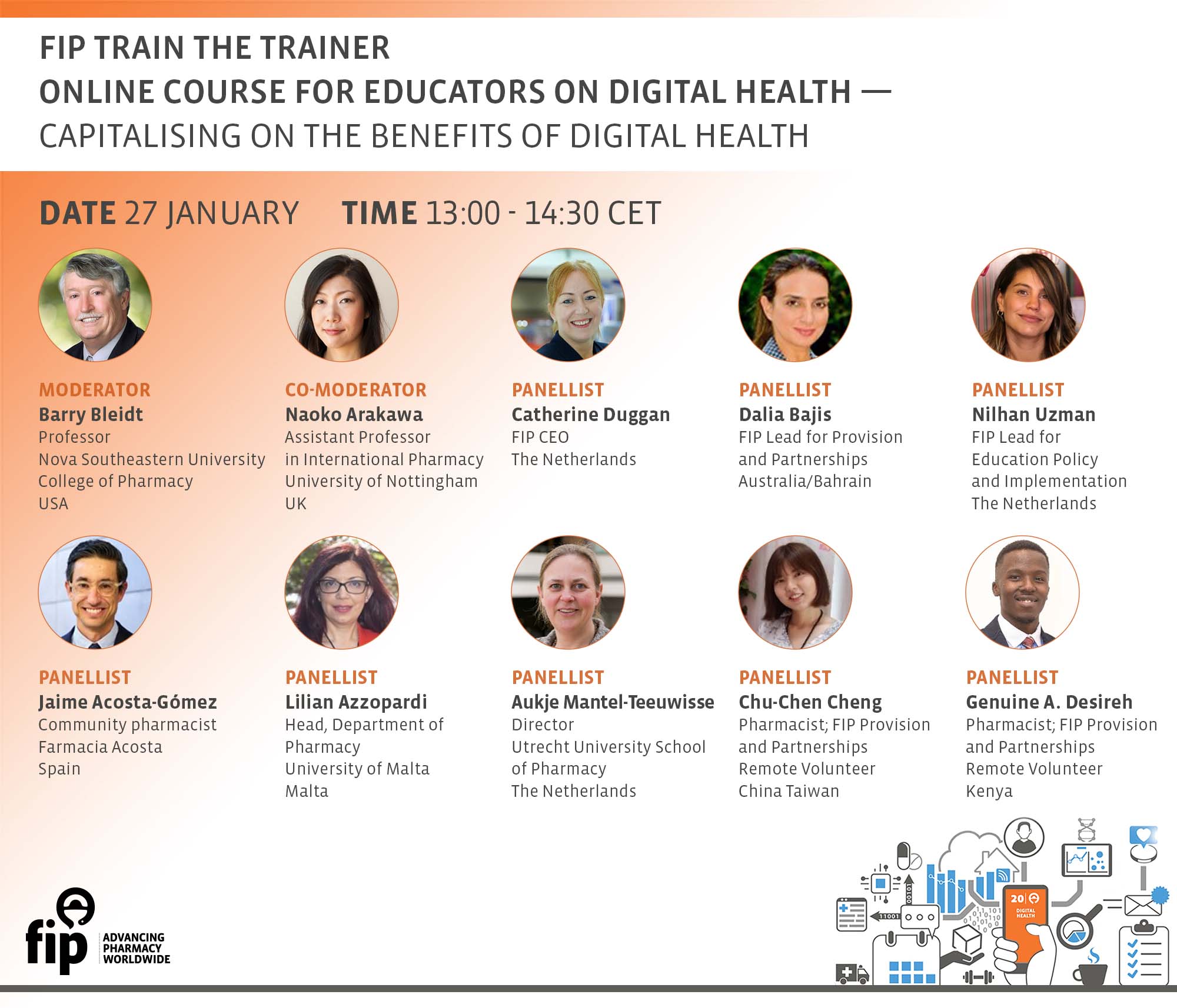 FIP Train the Trainer online course for educators on digital health - Capitalizing on the benefits of digital health Thumbnail