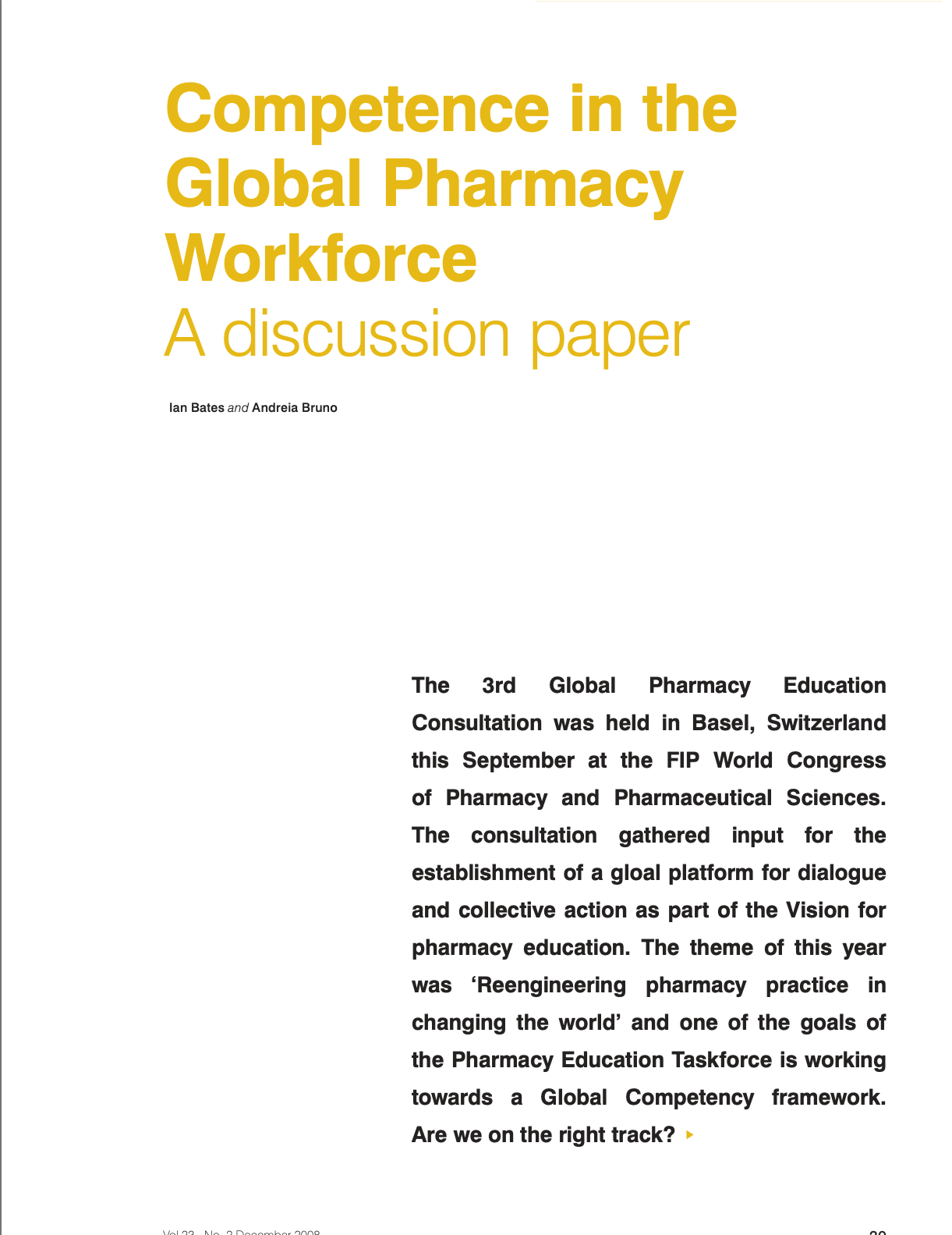 Competence in the Global Pharmacy Workforce: A discussion paper (2008) Thumbnail