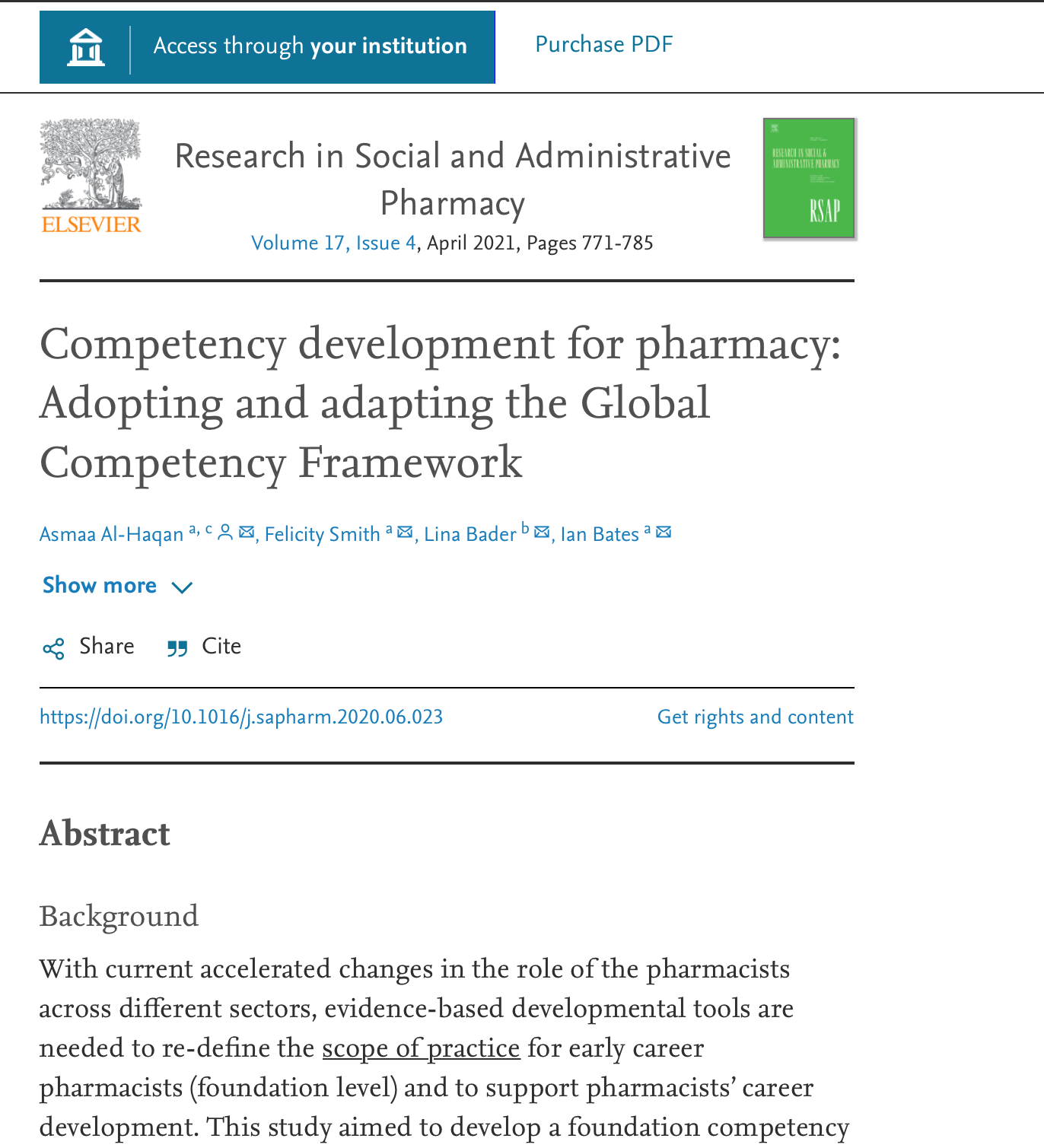 Competency Development for Pharmacy: Adopting and Adapting the Global Competency Framework (2021) Thumbnail