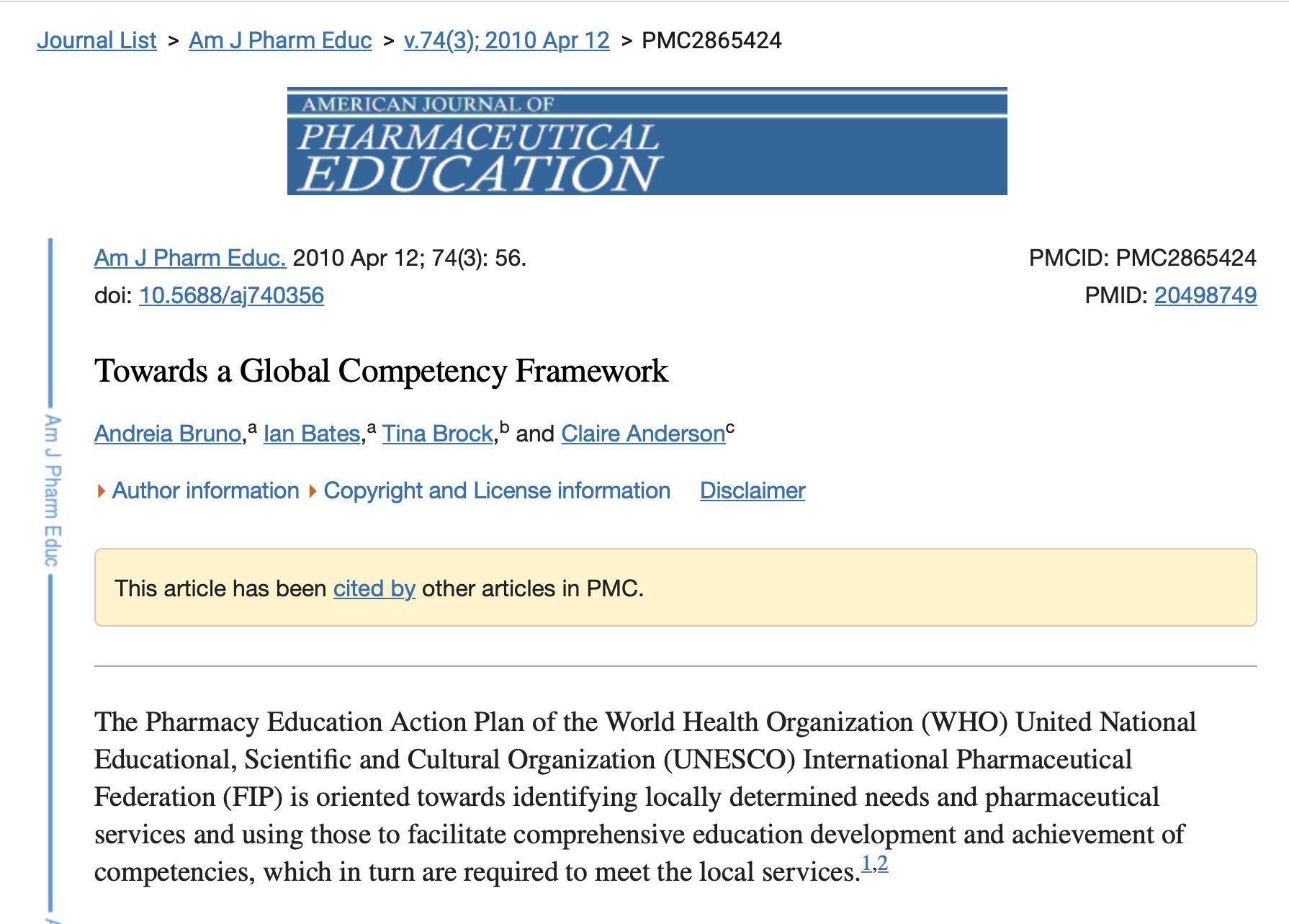 Towards a Global Competency Framework (2010) Thumbnail