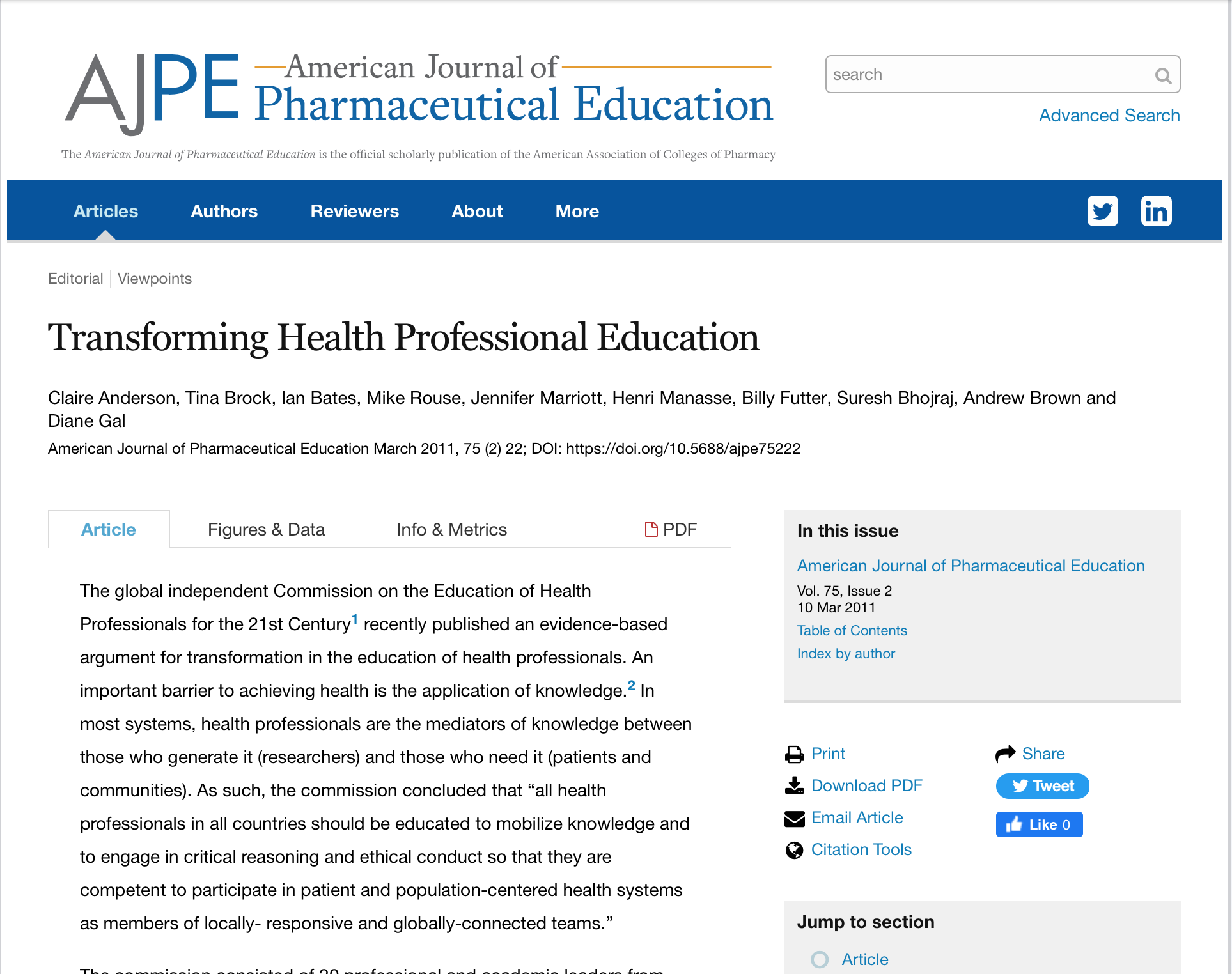 Transforming Health Professional Education (2011) Thumbnail